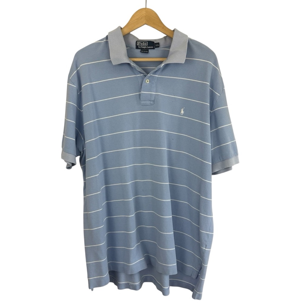 Polo Ralph Lauren Blue Striped Short Sleeve Polo Shirt Size XXL